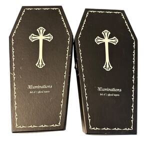 2 Illuminations Ghoul Tapers Set of 3 Halloween Vampire Skeleton Mummy Coffin